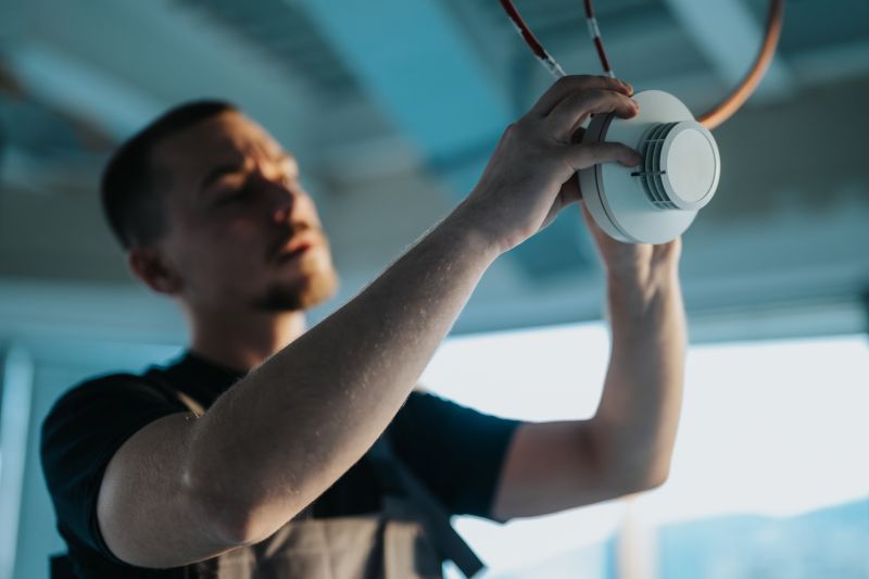 Technician Inspecting Smoke Detector